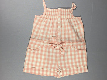 Combishort fines bretelles - carreaux bleu marine et blancs - ceinture