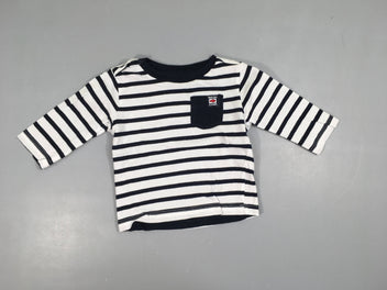 T-shirt m.l réversible blanc rayé bleu marine Poche/bleu foncé baskets