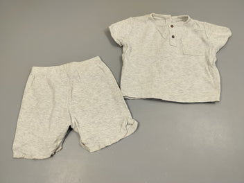 Pyjashort 2pcs nid abeille gris clair 99% coton 1% viscose