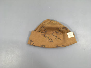 Bonnet jersey brun feuilles grises Légèrement bouloché