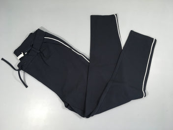 Jegging bleu foncé bords lat blancs-légèrement bouloché arrière