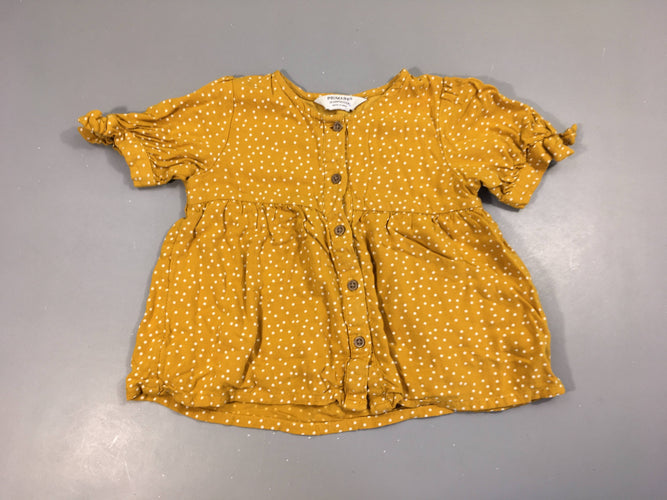 Blouse m.c moutarde pois blancs, moins cher chez Petit Kiwi