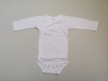 Body m.l blanc croisé ligné mauve/rose/vert/bleu