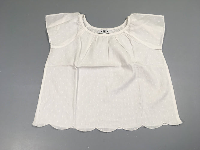 Blouse m.c blanche plumetis, moins cher chez Petit Kiwi