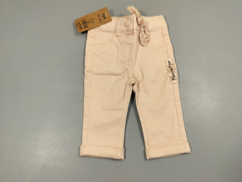 NEUF Pantalon rose clair, noeud blanc à fleurs sur le côté