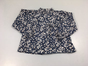 T-shirt m.l col montant élastique bleu foncé fleurie