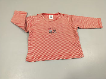 T-shirt m.l rayé rouge et blanc , petit garçon et chien