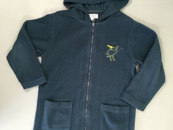 Peignoir zippé à capuche polar bleu foncé dinosaures