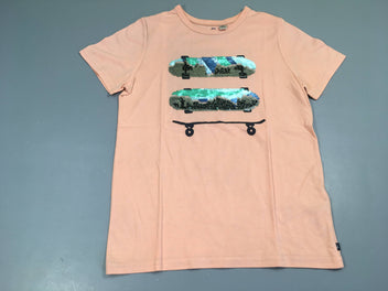 T-shirt m.c orange skates sequins réversibles, légèrement bouloché