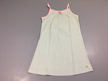 Robe fines bretelles de nuit jersey blanc à carreaux bleu
