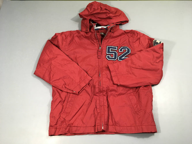 Veste coupe-vent rouge doublée jersey gris clair, capuche amovible, moins cher chez Petit Kiwi