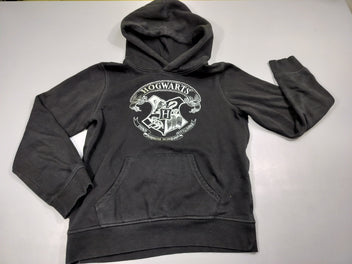 Sweat à capuche noir motifs Harr.y Potter argentés