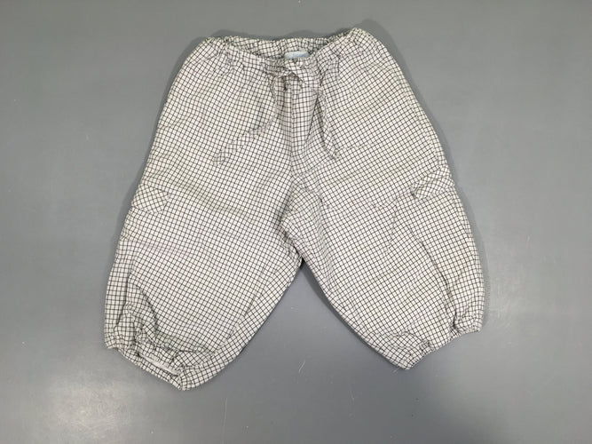 Pantalon blanc à carreaux gris foncé 100% coton doublé, moins cher chez Petit Kiwi