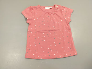 T-shirt m.c rose ,triangles rose-clair et gris 95% coton 5% élasthanne