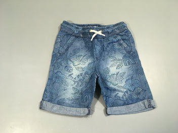 Bermuda léger denim feuilles à revers