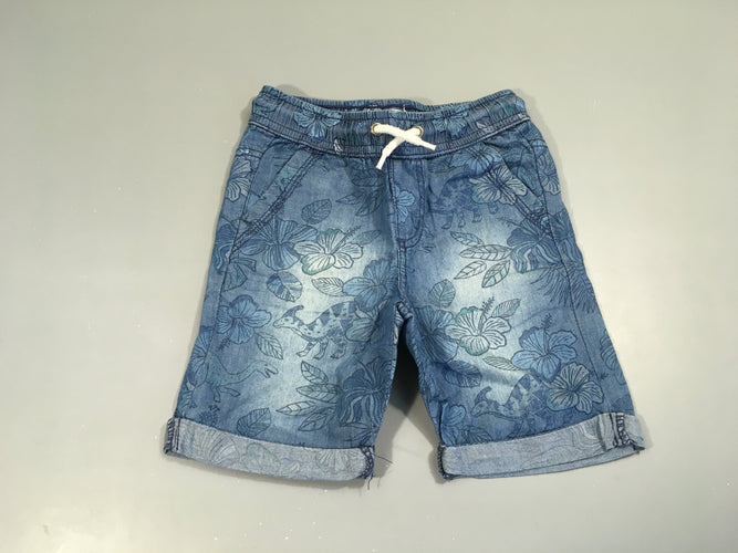 Bermuda léger denim feuilles à revers, moins cher chez Petit Kiwi