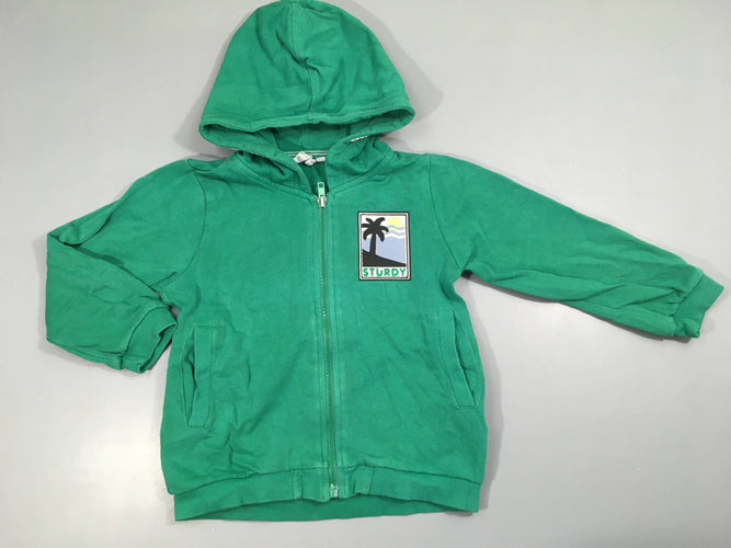 Sweat zippé à capuche vert Sturdy palmier, moins cher chez Petit Kiwi