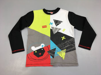 T-shirt m.l noir/jaune/blanc/rouge formes géométriques