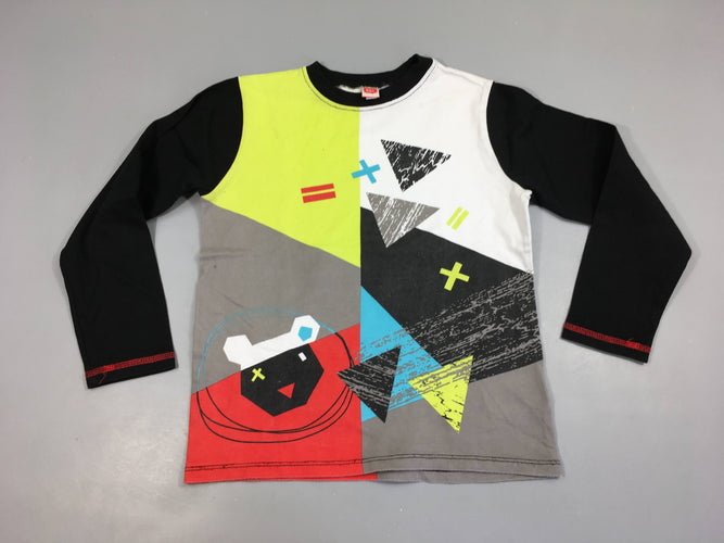 T-shirt m.l noir/jaune/blanc/rouge formes géométriques, moins cher chez Petit Kiwi