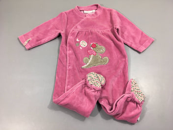 Pyjama velours rose , hyppopotame