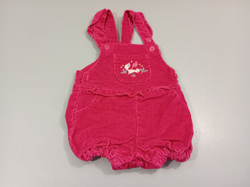 Salopette short velours côtelé rose fuchsia, écureuil