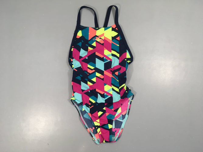 Maillot de bain bleu foncé formes géométriques couleurs, moins cher chez Petit Kiwi