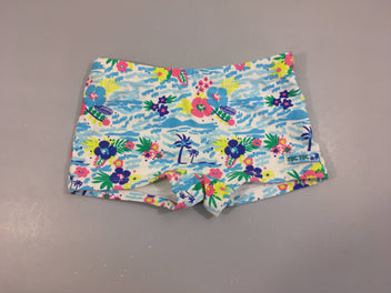 Maillot boxer blanc motifs bleu-fleurs nuages