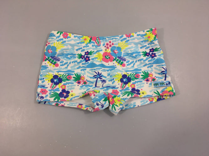 Maillot boxer blanc motifs bleu-fleurs nuages, moins cher chez Petit Kiwi