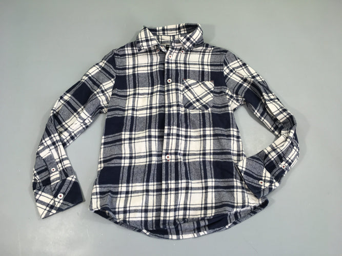Chemise m.l flanelle carreaux bleu/blanc, moins cher chez Petit Kiwi
