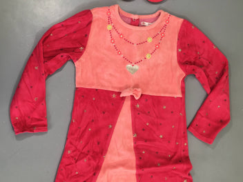 Robe de nuit m.l velours rose + masque et bandeau couronne