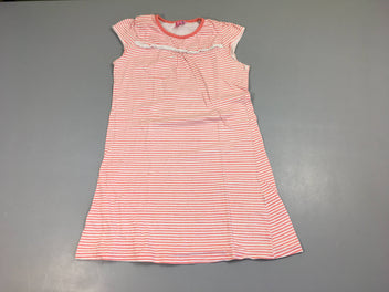 Robe de nuit m.c blanc rayé saumon