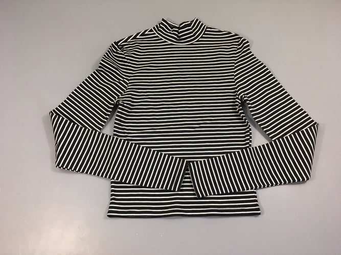 T-shirt m.l court noir rayé blanc col montant, moins cher chez Petit Kiwi
