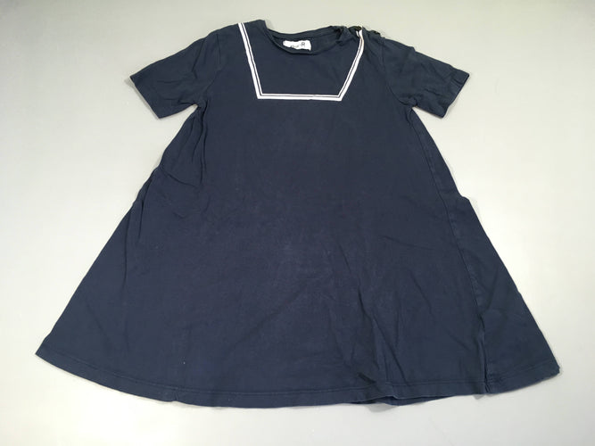 Robe m.c jersey bleu foncé traits blancs, moins cher chez Petit Kiwi