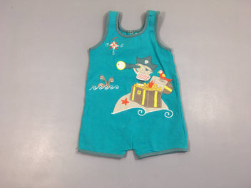 Combishort s.m jersey turquoise rayé pirate