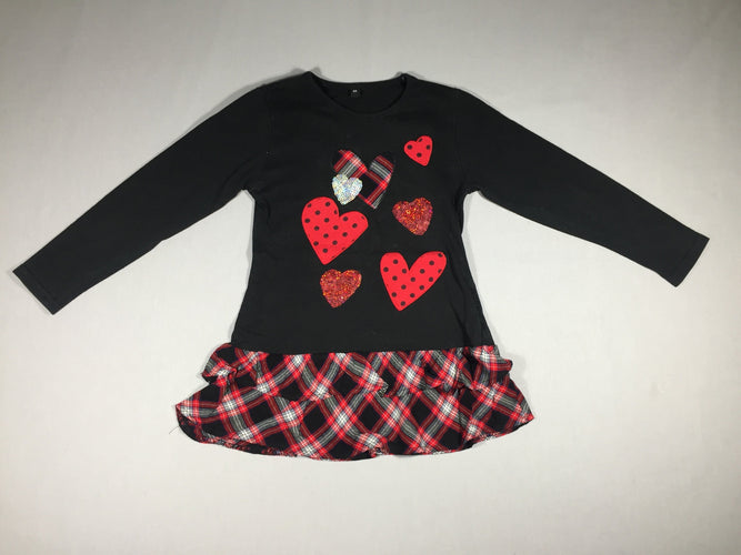 Robe ml noir jersey à coeurs rouges - jupes écossaise, moins cher chez Petit Kiwi
