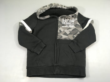 Sweat zippéà capuche noir/gris Dload doublé peluche, bouloché