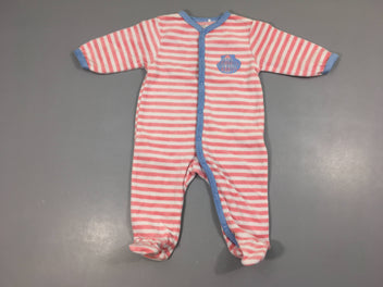 Pyjama velours blanc rayé rose St Jacques