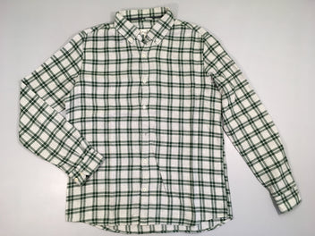 Chemise m.l flanelle carreaux gris/vert, laine?