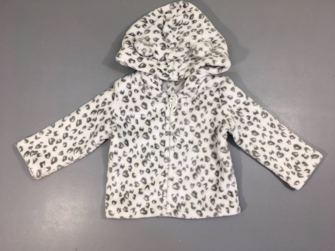 Gilet à capuche velours léopard blancgris, moins cher chez Petit Kiwi