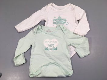Bodies m.l, lot de 2 vert pâle/blanc