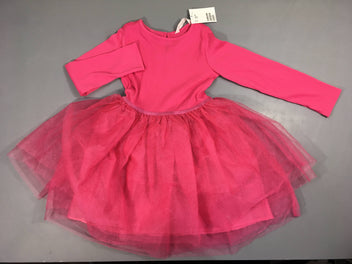 Neuf-Robe m.l bi-matière tulles irisées bas