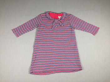 Robe fluide ml motifs géométriques roses et bleus - noued au col