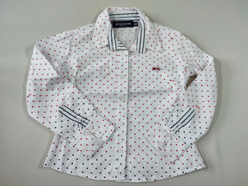 Chemisier m.l blanc à pois rouge/noir