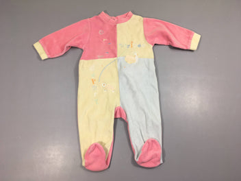 Pyjama velours rose-bleu-vert Arrivée