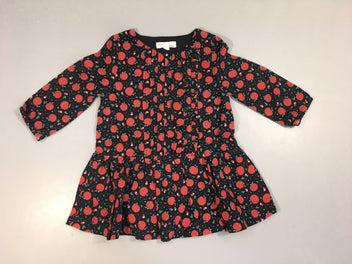 Robe m.l bleu marine pommes