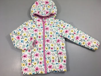 Doudoune light blanc fleurie rose-bleu