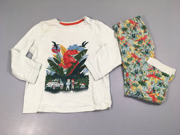 Pyjama 2pcs jersey bleu clair dinos safari, petite tache sur le devant