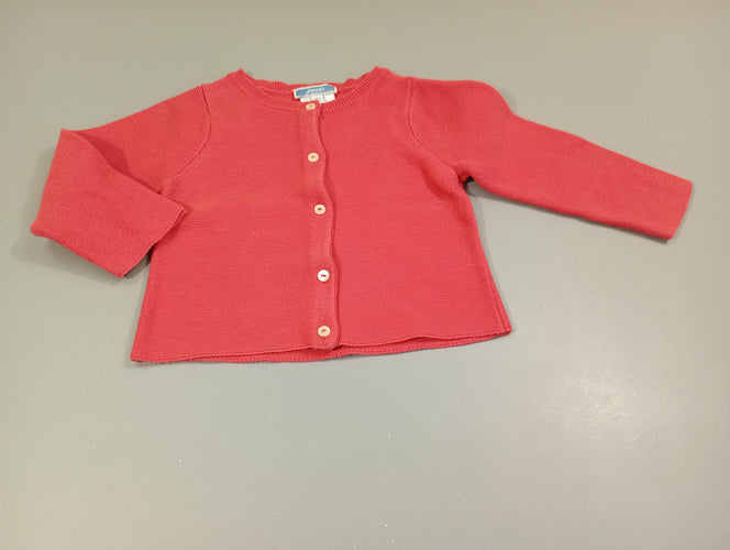 Gilet rose, boutons blanc nac.ré, moins cher chez Petit Kiwi