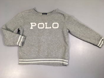 Sweat gris chiné Polo, relief bouloché