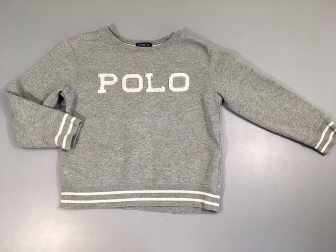 Sweat gris chiné Polo, relief bouloché, moins cher chez Petit Kiwi